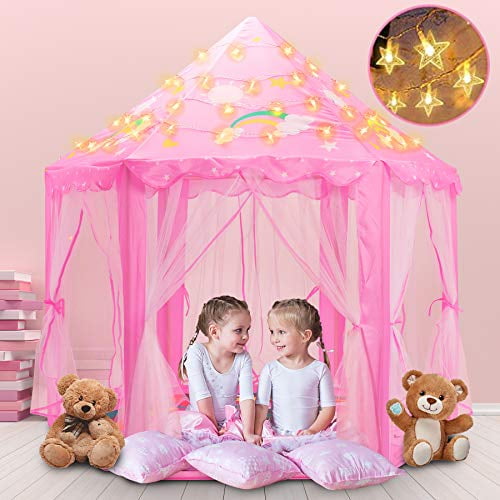 Princess Tent Princess Castle Play Tents for Girls with Warm Star Lights 55'' X 53'' Large Playhouse Upgraded Unicorn Design Play Tents for Girls Indoor & Outdoor Tent for Kids Princess Tent Princess Castle Play Tents for Girls with Warm Star Lights 55'' X 53'' Large Playhouse Upgraded Unicorn Design Play Tents for Girls Indoor & Outdoor Tent for Kids